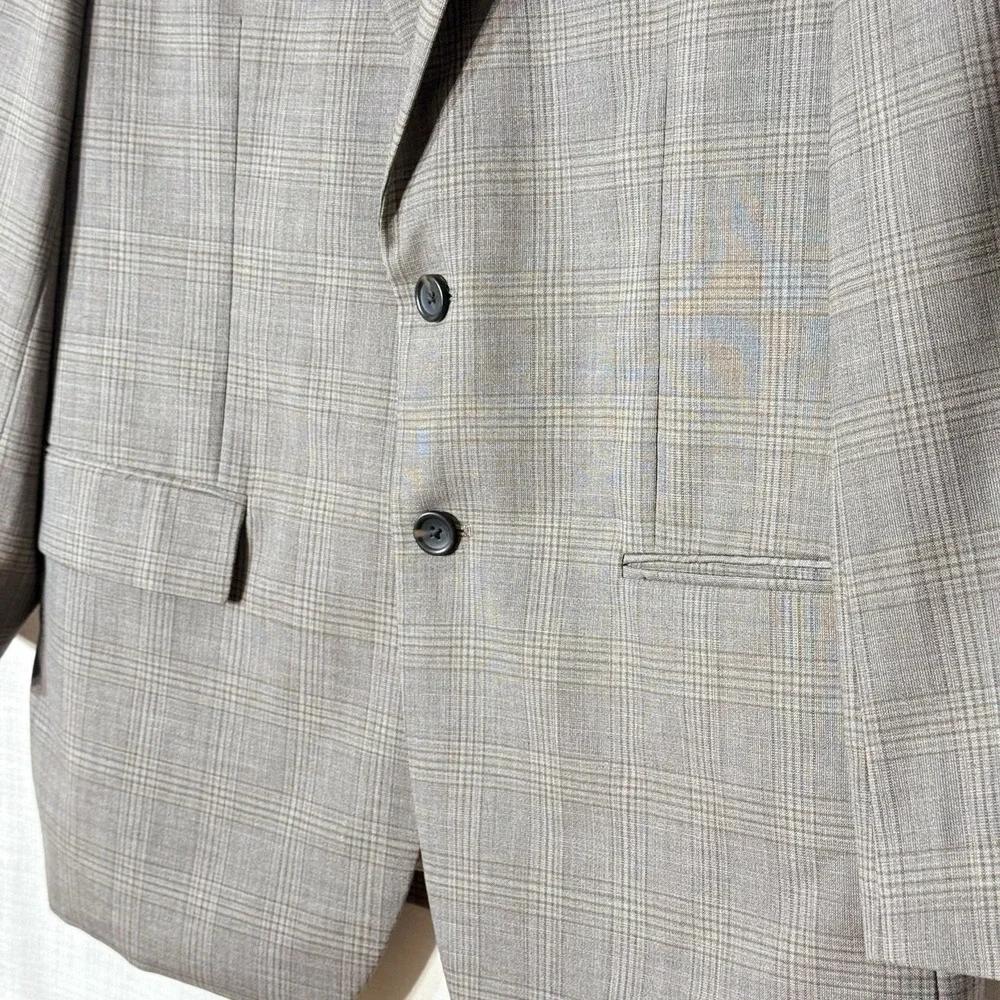 Joseph Abboud 42S Gray Brown Glen Plaid Wool Blazer Lanificio TG‎ di Fabio Italy